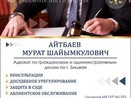 Адвокат по гражданским и административным делам по г. Бишкек