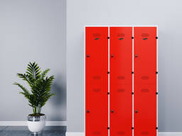 Двухъярусный стальной шкафчик с шестью отделениями