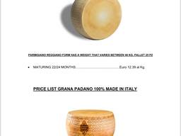 Сыр Parmeggiano Reggiano, Grano Padano, Provolon, Pecorino